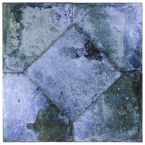 Angela Harris Dunmore Blu 8x8 Matte Blue Ceramic Floor Tile Angela