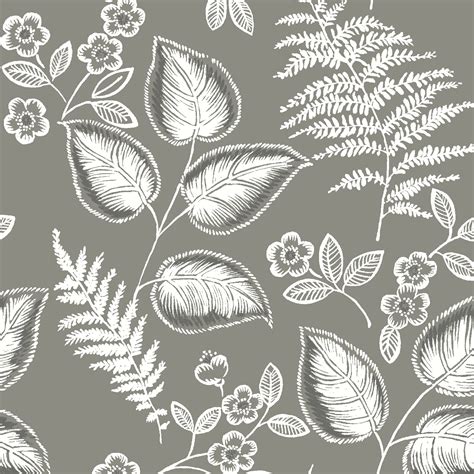 Nuwallpaper Grey Foliage Vinyl Peel And Stick Wallpaper 216 In By 205