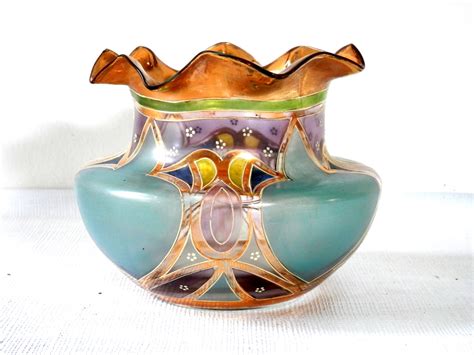 Art Nouveau Hand Blown Glass Vase Antique Art Glass By Bigbangzero