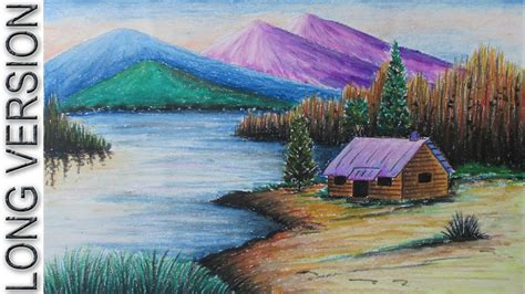 How To Draw A Mountain Landscape With Oil Pastel Long