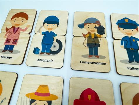 Wooden Montessori Job Occupation Puzzle Preschooler Etsy