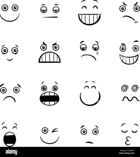 Black And White Cartoon Illustration Of Emoticon Or Emotions Facial