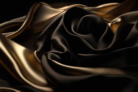 Premium Photo A Black And Gold Silk Fabric With A Black Background