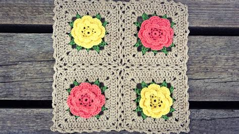 How To Join Crochet Rose Flower Granny Squares Join As You Go Youtube