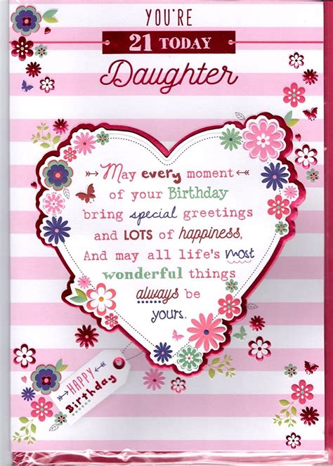 Happy birthday gifts for daughter. Birthday Age 21st Daughter Card - Hearts & Flowers