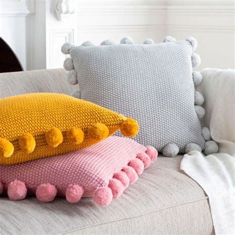 Knitted Pom Pom Pillow Pillows Pom Pom Pillows Decorative Pillows