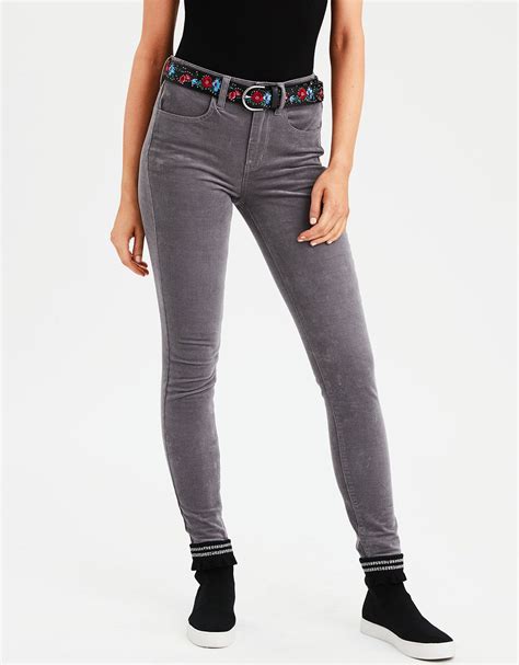 High Waisted Corduroy Jegging Gray American Eagle Outfitters