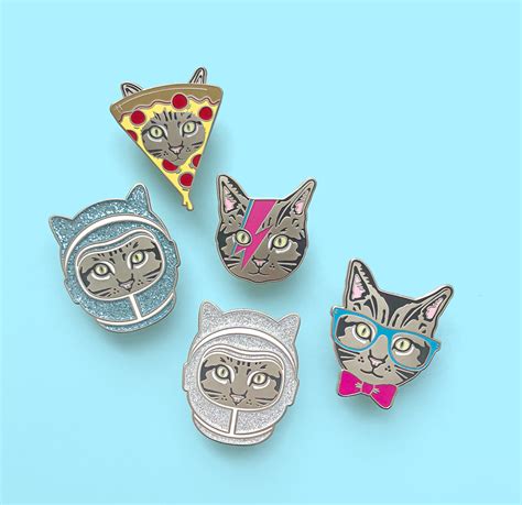 Pick Two Enamel Cat Pins Kitty Lapel Pins Cat Lover Pins Etsy