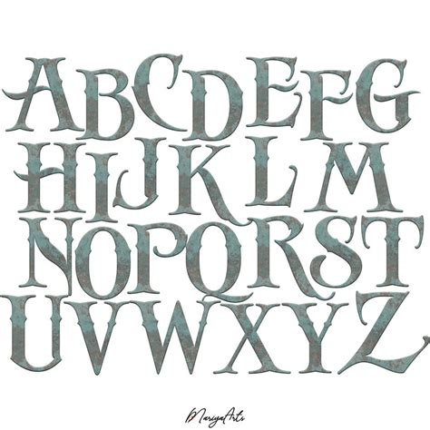 Old English Alphabet And Numbers Clipart Rustic Rusty Letters Etsy