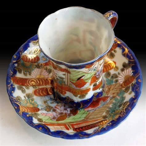 Antique Japanese Kutani Eggshell Porcelain Teapot Cups And Saucers Set