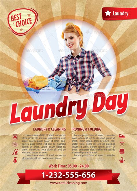 Retro Laundry Day Flyer Template 117 By 21min Graphicriver