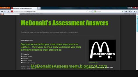 Application form answer example for crew trainer at mcdonald's. Mcdonalds Workplace Safety Orientation Knowledge ...