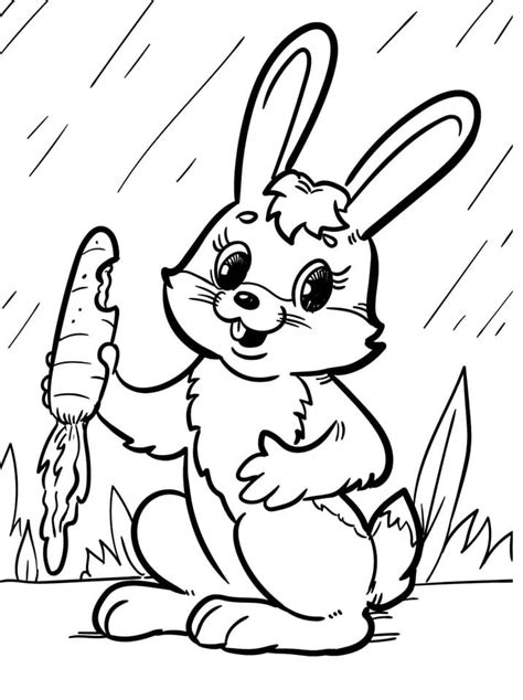 Rabbit Bitting Carrot Färbung Seite Kostenlose Druckbare Malvorlagen
