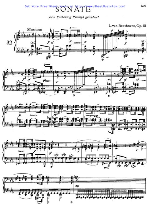 Classical piano sheet music a collection of short introductions. Free sheet music for Piano Sonata No.32, Op.111 (Beethoven, Ludwig van) by Ludwig van Beethoven