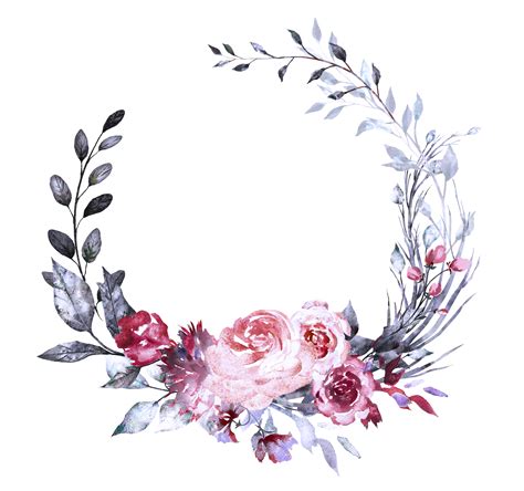 H833 40 Flower Drawing Watercolor Flower Wreath Floral Poster