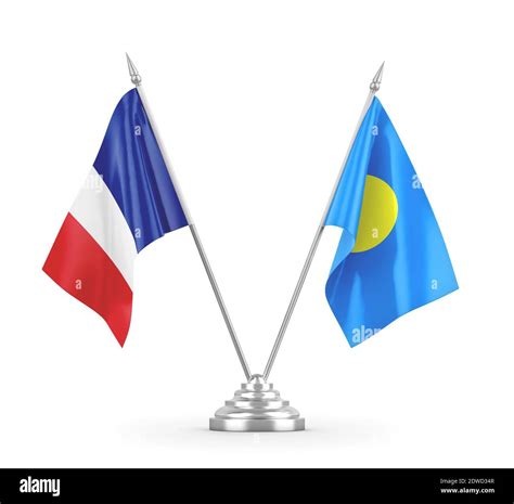 Palau And France Table Flags Isolated On White 3d Rendering Stock Photo
