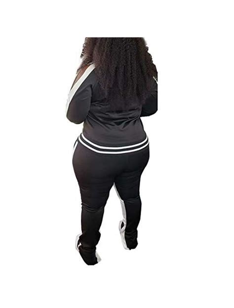 Iymoo Womens Plus Size Jogging Suits Tracksuits Two Piece Stripe Cold