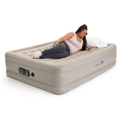 Insta Bed Raised 18 Inch Inflatable Queen Air Mattress With Neverflat