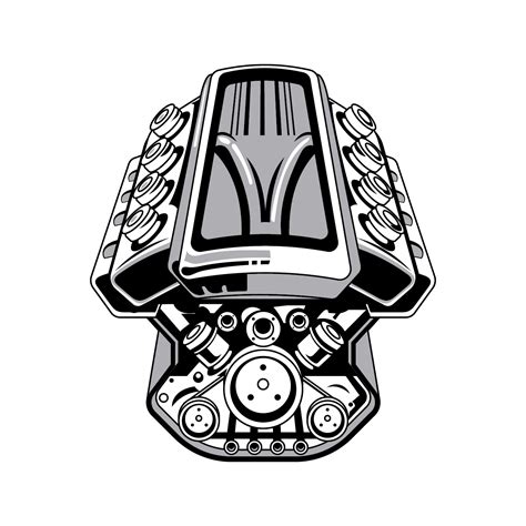 Hot Rod V8 Engine Drawing 215132 Vector Art At Vecteezy