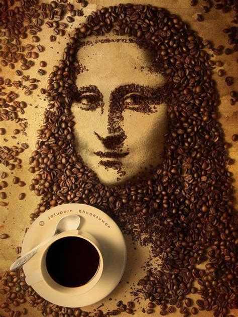 Mona Lisa Con Granos De Cafe Monalisa Arte Grão De Café Monalisa