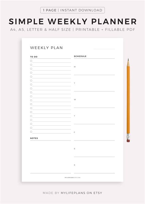 Calendars Planners Paper Party Supplies Weekly Planner Undated Planner Printable Weekly