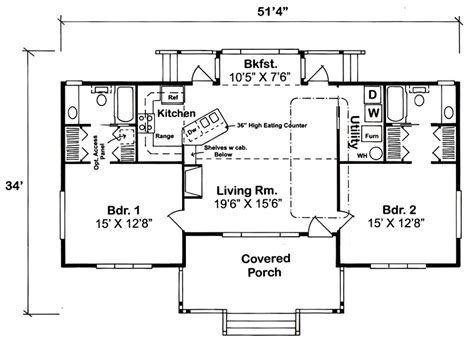 House Plan 32323 One Story Style With 1200 Sq Ft 2 Bed 2 Bath