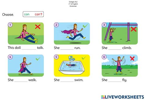 Can Can T Interactive Exercise For 1st Grade