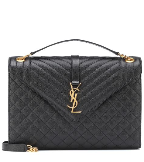 Saint Laurent Leather Envelope Large Shoulder Bag In Black Lyst