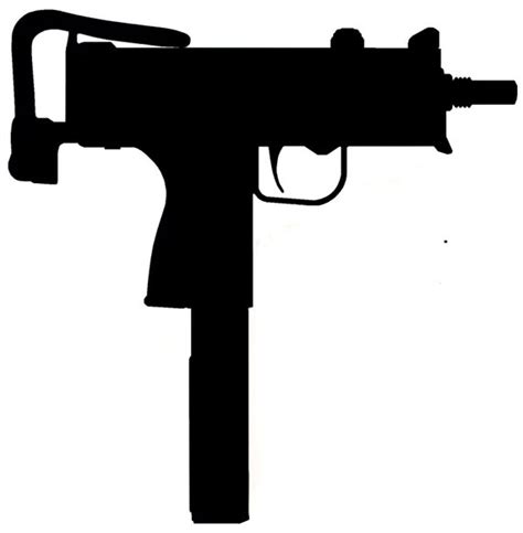 Mac 10 Silhouette Gun Sticker No Background About 7 Etsy