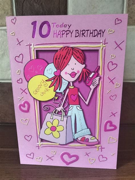 10th Birthday Card 10 Today Happy Birthday Girl Groovy Chick On Ebid United Kingdom
