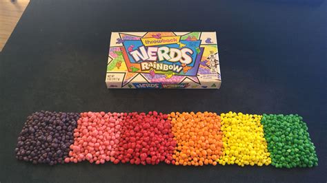 I sorted a pack of Nerds candy by their colour and arranged them by the colour scale ...