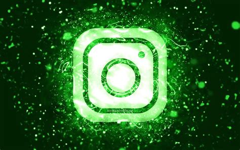 Download Wallpapers Instagram Green Logo 4k Green Neon Lights