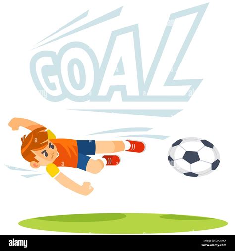 Soccer Football Kick Striker Scoring Goal With Accurate Shot Cartoon