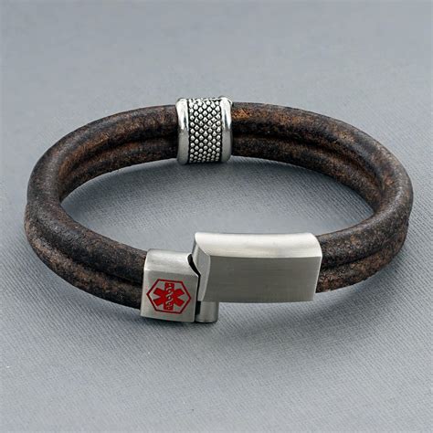 12mm Cord Leather Medical Alert Id Bracelet