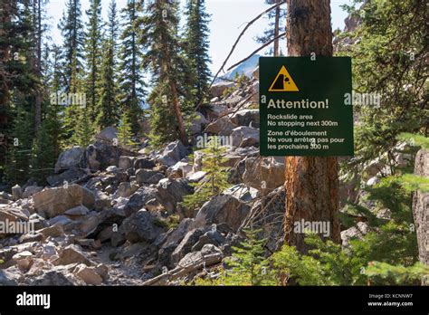 Attention Rock Slide Area Stock Photo Alamy