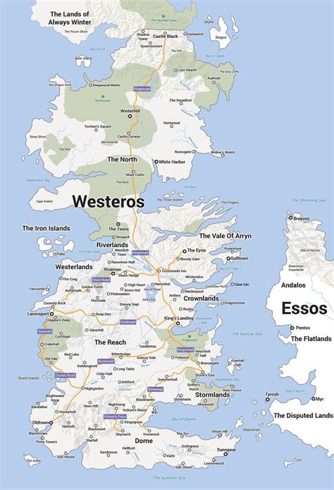 The Map Of Westeross And Its Surrounding Towns With Names In English