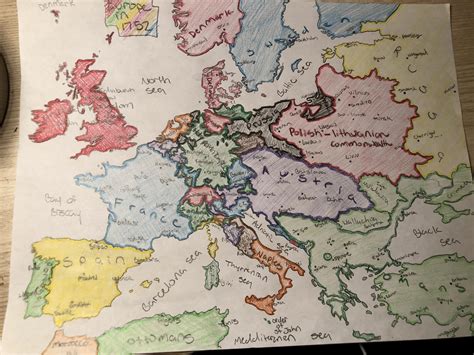 Map Of Europe In 1752 Hand Drawn Reurope