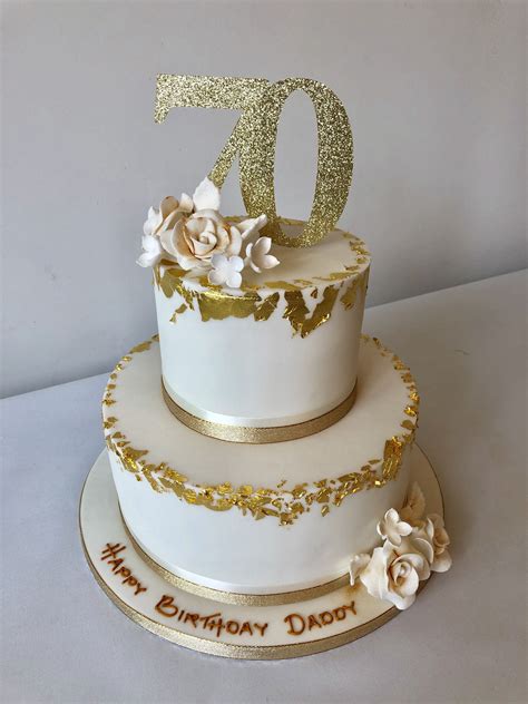 Gold Leaf 70th Birthday Cake Cake Designs Birthday 70th Birthday Cake Elegant Birthday Cakes