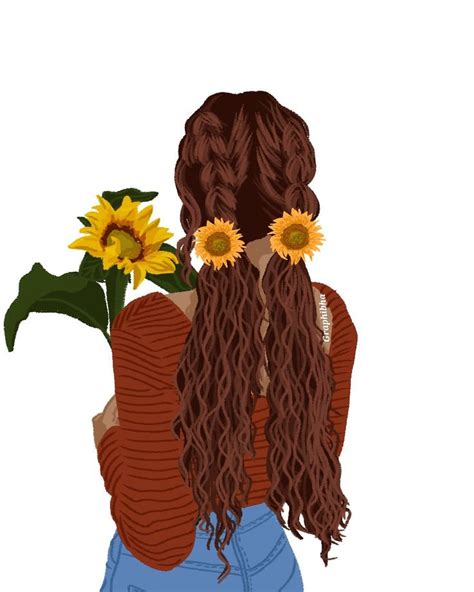 Sunflower Girl Illustartion Wallpaper Casais Scenery Wallpaper