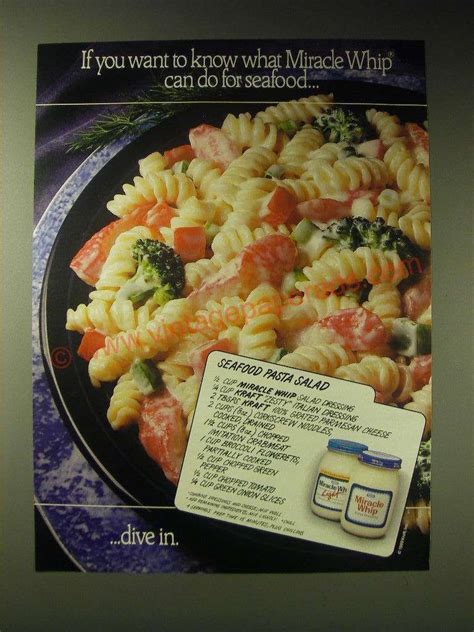 This quick and easy macaroni salad with hard boiled egg, roasted red bell pepper, onion, mayonnaise, and paprika gives new life to your standard issue picnic macaroni my mother makes this macaroni salad all summer long. 1989 Kraft Miracle Whip Ad - Seafood pasta salad recipe in ...