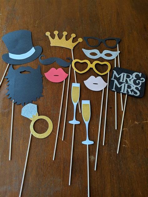 Wedding Photo Booth Props 13 Piece Set Glitter Photo Booth Etsy