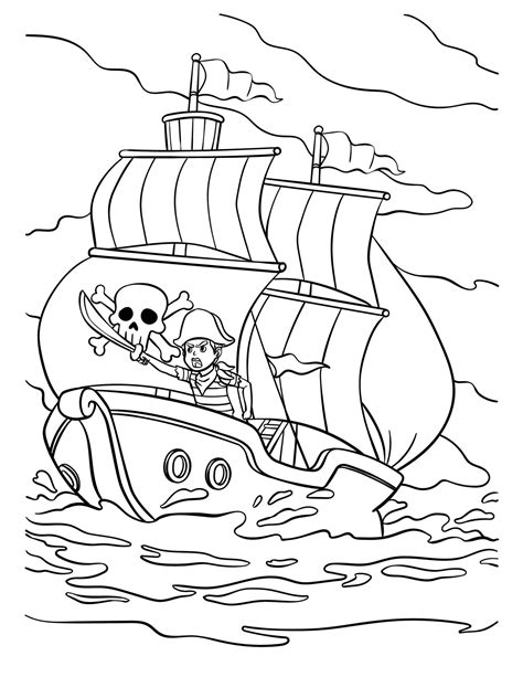 Pirate Ship Coloring Page For Kids 16920864 Vector Art At Vecteezy