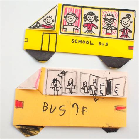 How To Fold An Easy Origami School Bus And A Book List Pink Stripey