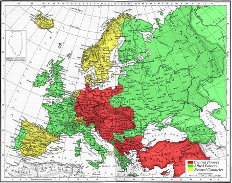 Wwi Alliances Europe 1914 Map Mapsofnet