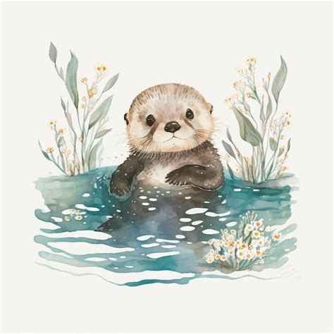 Premium Photo Watercolor Sea Otter