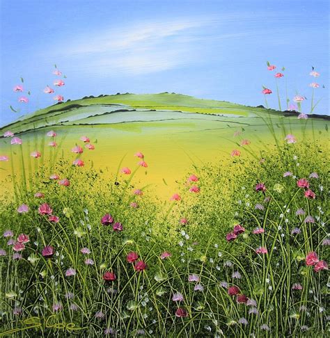 Wildflower Landscape Painting By Sandie Coe Pixels