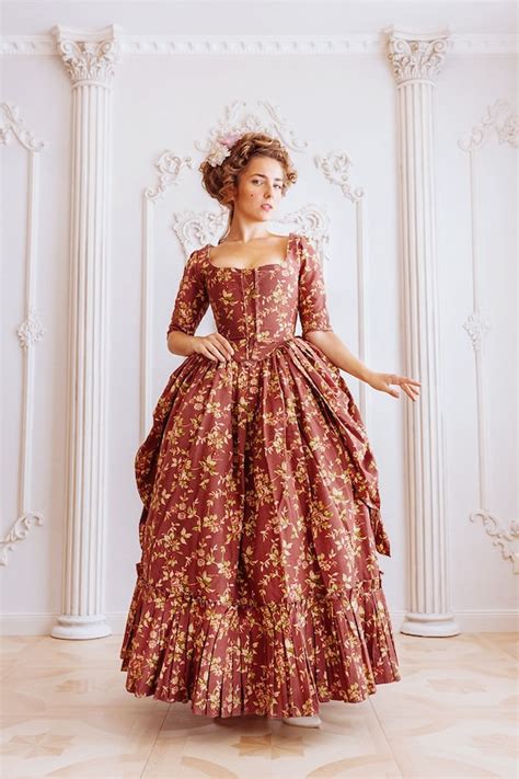 Robe A La Polonaise Woman Gown 18th Century Europe Etsy
