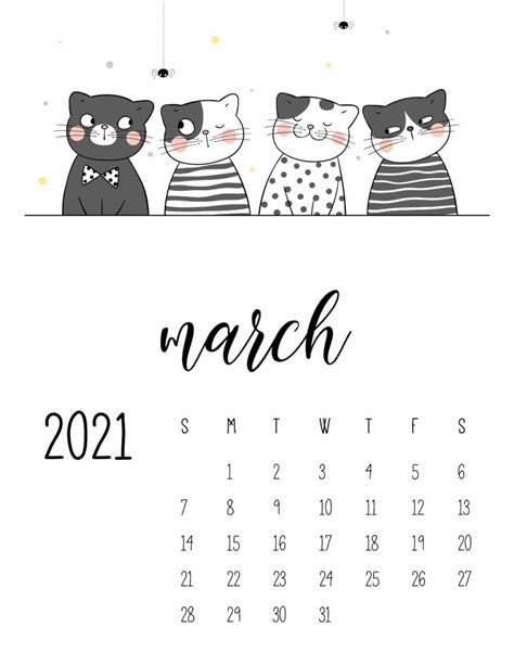 2021 Calendar Cute Cats World Of Printables Cute Calendar Calendar