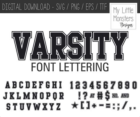 Varsity Outline Font Actual Font File And Cut Svg Files Etsy Ireland
