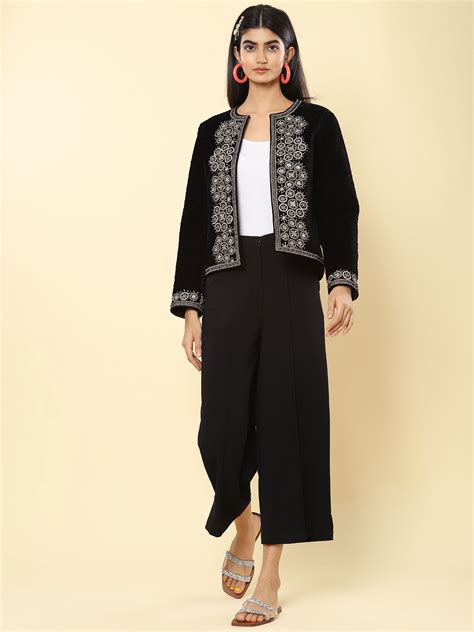 Buy Black Floral Embroidered Jacket Online Label Ritu Kumar